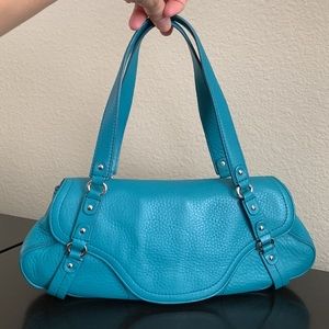 Vintage COLE HAAN in aquamarine leather Satchel/purse. Cool and very retro